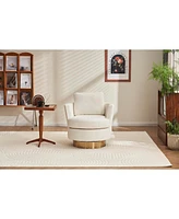 Beige Velvet Swivel Accent Chair with Gold Base