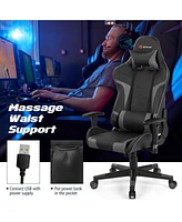 Costway Massage Gaming Chair Reclining Swivel Racing Office Chair