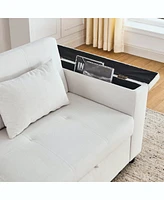 54" Pull-Out Sleeper Sofa Bed Double Seat Recliner Sofa Bed With Armrests With Storage