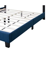 Streamdale Furniture Blue Queen Adjustable Upholstered Bed Modern Minimalist Top Styles