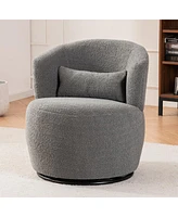 Simplie Fun Contemporary Grey Plush Swivel Chair