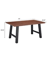 Simplie Fun 63" Walnut Rectangle Dining Table Set, Seats 4-6