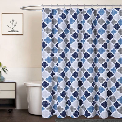 Caromio Quatrefoil Print Cotton Blend Fabric Stall Shower Curtain, 54" x 78"