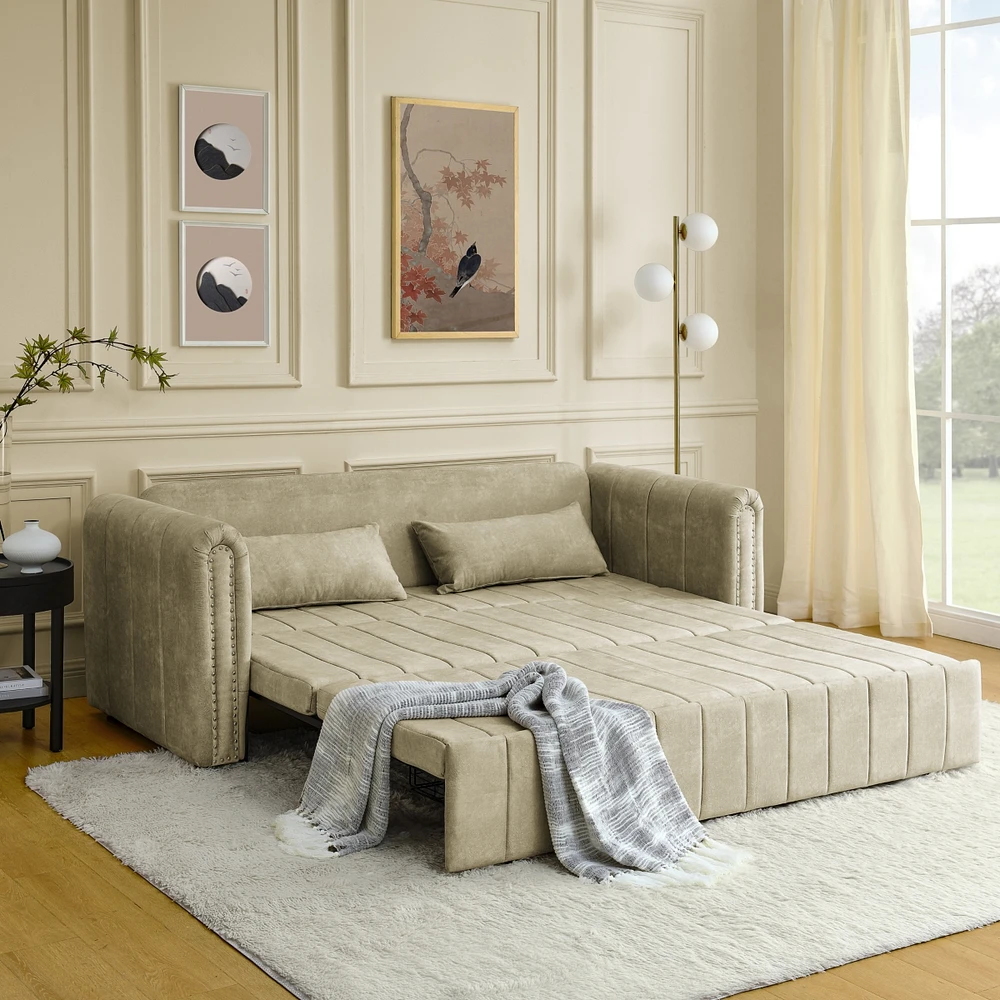 Simplie Fun 3-in-1 Pull-Out Sleeper Sofa with Rolled Arms