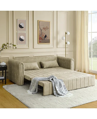 Simplie Fun 3-in-1 Pull-Out Sleeper Sofa with Rolled Arms