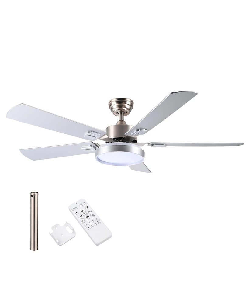 DELight 52" Ceiling Fan with Light Remote 6 Speed Led Chandelier Lamp Reversible Bedroom