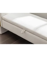 Ivory Velvet Storage Bench with Gold Trim Strip