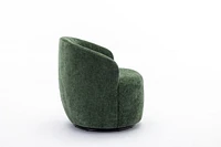 Chenille Fabric Swivel Accent Armchair Barrel Chair With Black Powder Coating Metal Ring