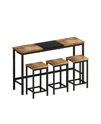 Simplie Fun Modern Dining Table Set with Hanging Stool Design