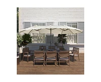 Casainc Patio Maket Umbrella with base and led