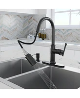 Mondawe Pull-out Kitchen Faucets Single Hole Kitchen Faucets with Soap Dispenser