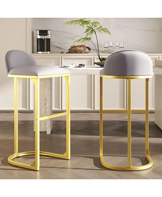 Simplie Fun 30" Modern Velvet Bar Stools with Gold Frame, Set of 2