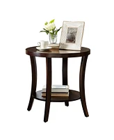 Streamdale Furniture Perth Contemporary Oval Shelf End Table, Espresso