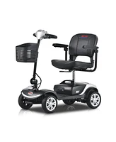 Simplie Fun Four Wheels Compact Travel Mobility Scooter With 300W Motor For Adult-300Lbs, Silver