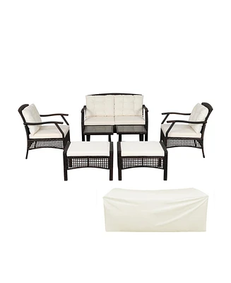 Vebreda 7 Pieces Outdoor Patio Furniture Set with Waterproof Cover