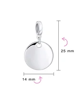 Bling Jewelry Initial Monogram Round Circle Disc Shape Dangle Bead Charm Sterling Silver For Women European Bracelet