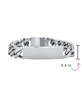 Bling Jewelry Men's Solid Name Bar Plated Identification Id Bracelet Boys Curb Chain Link Stainless Steel