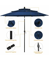 Gymax 10ft 3 Tier Patio Market Umbrella Aluminum Shade Shelter Double Vented Turquoise