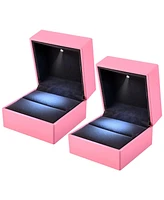 Yescom Led Ring Box Jewelry Wedding Engagement Proposal Lighted Pin Storage Case 2 Pack