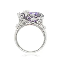 Suzy Levian New York Sterling Silver Cubic Zirconia Webbed Ring