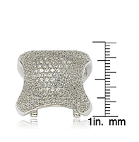 Suzy Levian Sterling Silver Cubic Zirconia Pave Standup Ring