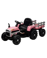 Simplie Fun Ride On Tractor With Trailer, 12V Battery Powered Electric Tractor Toy with Remote Control