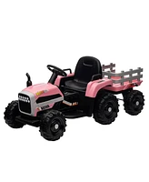 Streamdale Furniture Ride On Tractor With Trailer, 12V Battery Powered Electric Tractor Toy with Remote Control