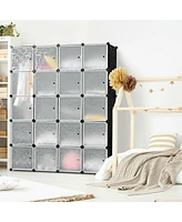 Sugift 20-Cube Diy Plastic Cube Storage Organizer with Doors