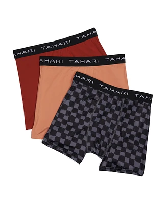 Tahari Boys 3-Pack Printed and Solid Boxer Briefs with Logo Waistband