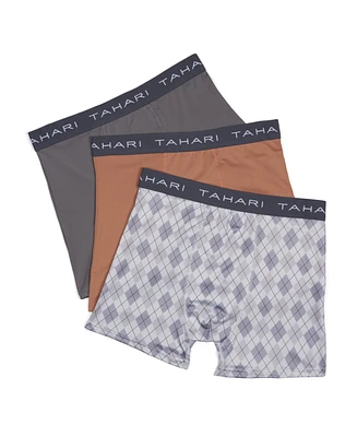 Tahari Boys 3-Pack Printed and Solid Boxer Briefs with Logo Waistband