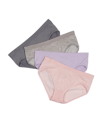 Bearpaw Girls 4-Pack Multi Color Seamless Hipster Underwear