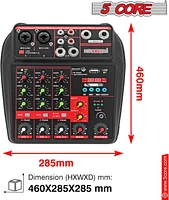 5 Core Audio Interface Mixer 4 Channel Pc Xlr Bluetooth Usb Dj Music Podcast Karaoke Sound Board Mx 4CH