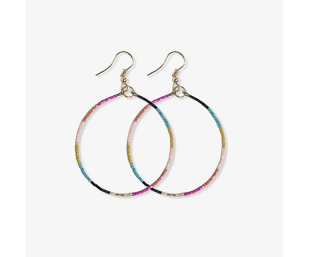 Ink + Alloy Muted Large Color Block Luxe Dangle Hoop Earring 2.5"