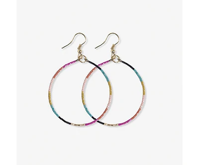 Ink + Alloy Muted Large Color Block Luxe Dangle Hoop Earring 2.5"