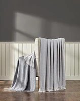 Kate Aurora Chic Living 2 Pack Gray Yarn Dyed Woven & Fringed Coordinating Ultra Soft Accent Throw Blanket Set - 50 in. W x 60 in. L