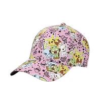 Pokemon Men's Anime Characters All Over Print Pink Snapback