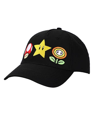 Super Mario Men's Brothers Power-Ups Black Traditional Adjustable Hat