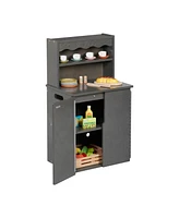 ECR4Kids Girls Play Kitchen Storage Cupboard, Dark Walnut