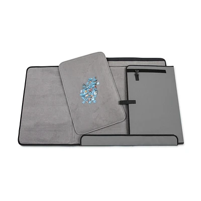 Jumbl 1500-Piece Puzzle Caddy, Portable Puzzle Board & Travel Case with 2 Trays & Handle - Gray