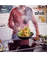 Alva Forest Pre-Seasoned Carbon Steel Wok Pan with Natural Mineral Oil, Pfas, Pfoa & Ptfe Free, Compatible with All Stove Top & Induction Ready, Nonst