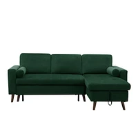 88" Reversible Pull Out Sleeper Sectional Storage Sofa Bed, Corner Sofa-Bed With Storage Chair