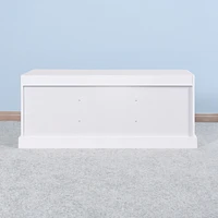Wooden Entryway Shoe Cabinet With 2 Drawers And 2 Doors Living Room Storage Bench With White Cushion