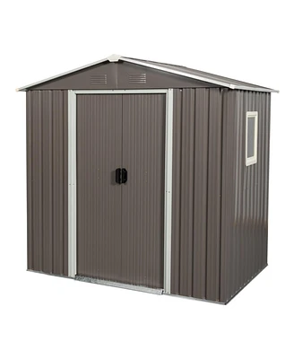 Streamdale Furniture 6FT X 5FT Outdoor Metal Storage Shed Gray With Window