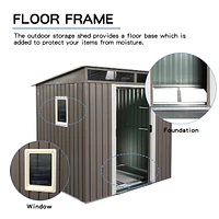 6FT X 5FT Outdoor Metal Storage Shed With Window Transparent Plate
