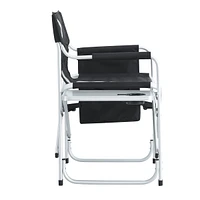Folding Outdoor Chair with Table & Pockets, Black/Grey