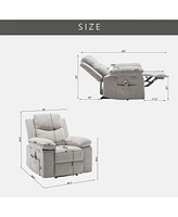 Streamdale Furniture Beige Fabric Power Recliner Chair with Massage and Heating