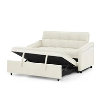 Loveseat Sofa Bed with Pull-out, Adjustable Back, Usb Charging