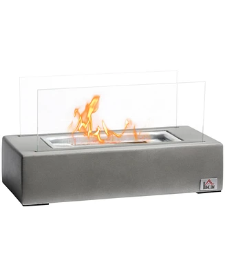 Simplie Fun 13" Concrete Tabletop Fireplace - Indoor/Outdoor, Light Grey