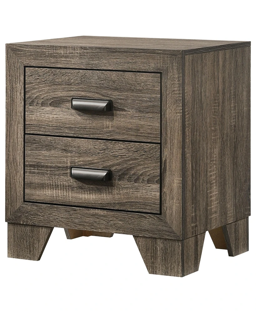 Streamdale Furniture 1 Piece Transitional 2-Drawer Nightstand With Metal Hardware Rustic Gray Finish Bedroom Furniture