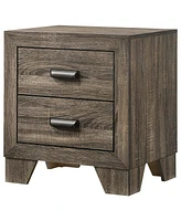 Simplie Fun 1 Piece Transitional 2-Drawer Nightstand With Metal Hardware Rustic Gray Finish Bedroom Furniture